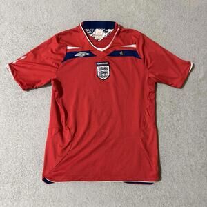England 2008-2010 Away Umbro Jersey Red Soccer Football Shirt Men’s Size S